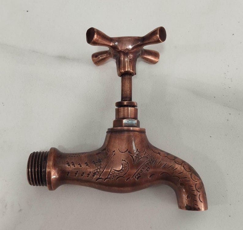 Vintage Engraved Brass Wall faucet