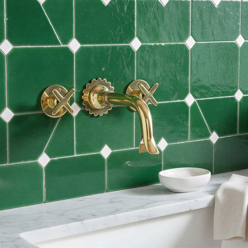 Brass Wall-Mount Bathroom Faucet