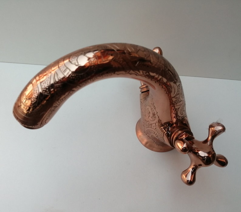 Engraved Wall-Mount Brass Faucet