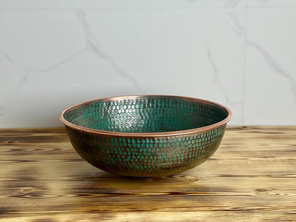 Hammered Green Patina Copper Vessel Sink