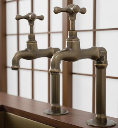 Vintage Unlacquered Brass Deck Mount Faucet