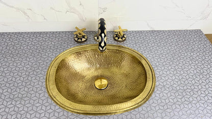 Moroccan Inlay Brass Bridge Faucet with Mosaic