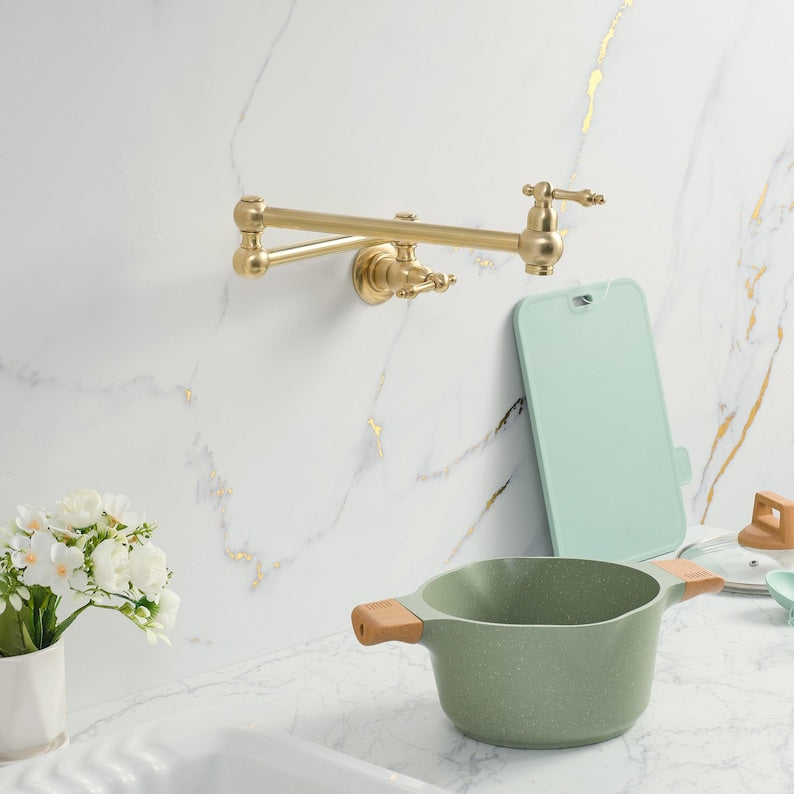 Solid Unlacquered Brass Pot Filler Faucet