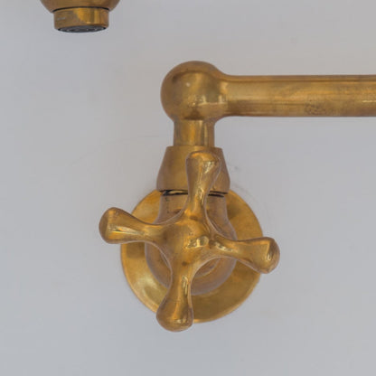 Antique Unlacquered Brass Wall Pot Filler Faucet