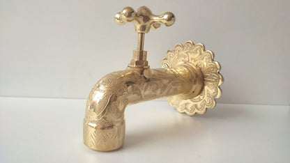 Engraved Brass Wall Tap