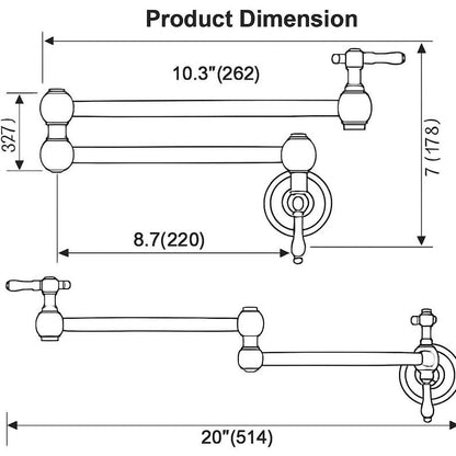 Wall Mounted Folding Stove Faucet with Cross Handles