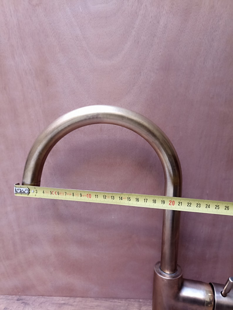 Brushed Antique Brass Gooseneck Kitchen Faucet with Lever Handle