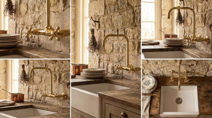 Unlacquered Brass Wall Mount Kitchen Faucet