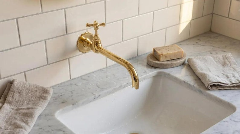 Vintage Solid Brass Wall Faucet