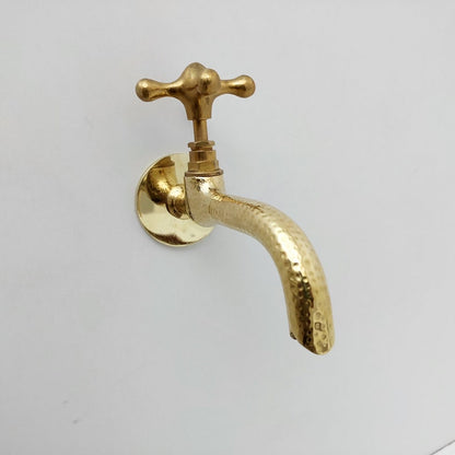 Hammered Brass Wall Tap