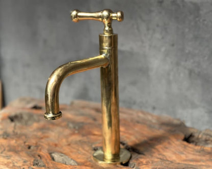 Handcrafted Solid Brass Vessel Sink Faucet with Cross Handle