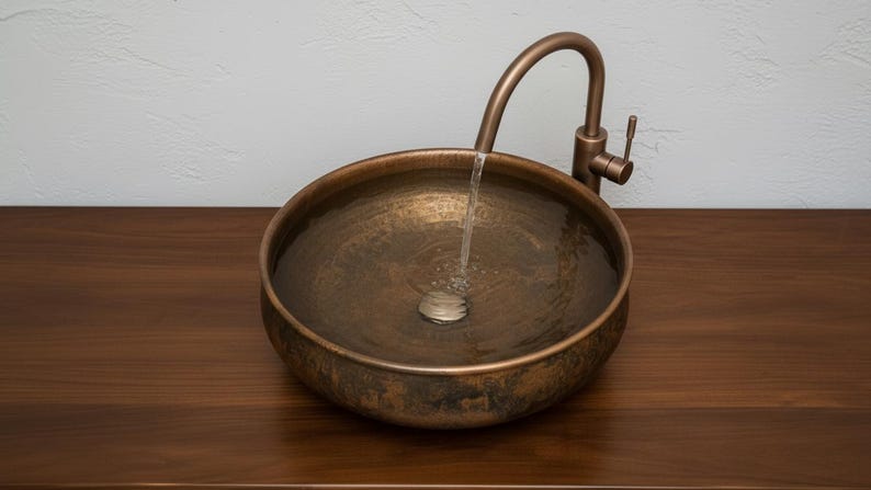 Handcrafted Aged Copper Vessel Sink