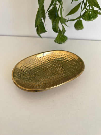 Handmade Brass Soap Dish Set – Engraved & Hammered Brass Bathroom Trays