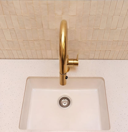 Unlacquered Brass Pull-Down Kitchen Faucet