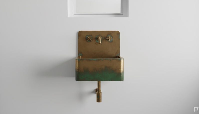Hammered Patina Copper Wall Mount Sink