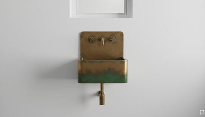 Hammered Patina Copper Wall Mount Sink