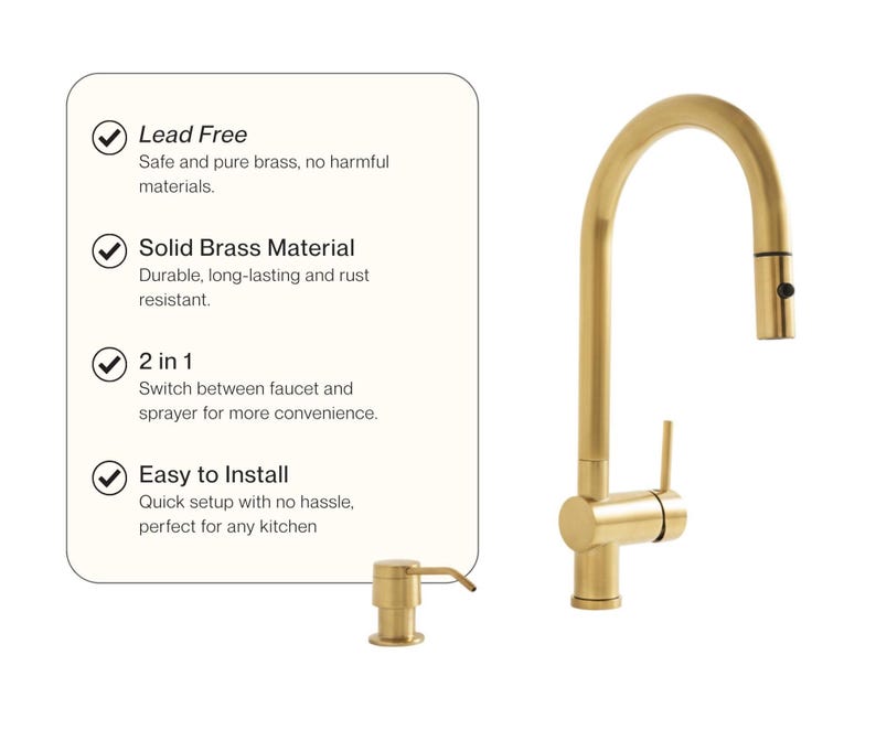 Unlacquered Brass Pull-Down Kitchen Faucet