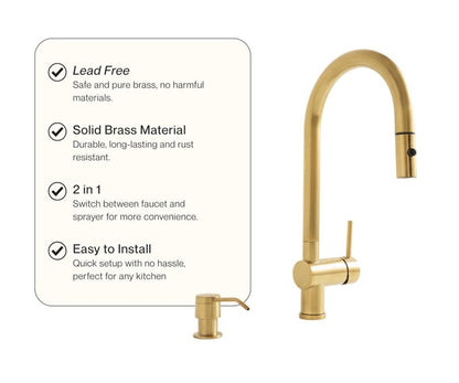 Unlacquered Brass Pull-Down Kitchen Faucet