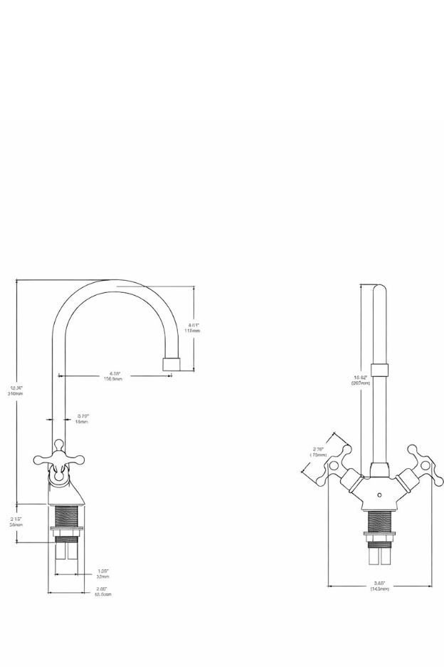 Tall Polished Brass Gooseneck Faucet with Cross Handles