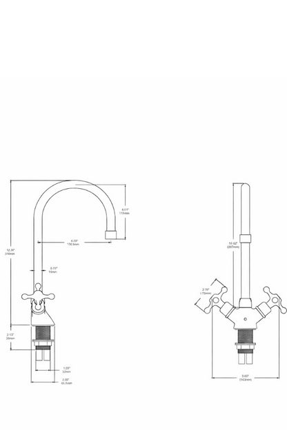Tall Polished Brass Gooseneck Faucet with Cross Handles