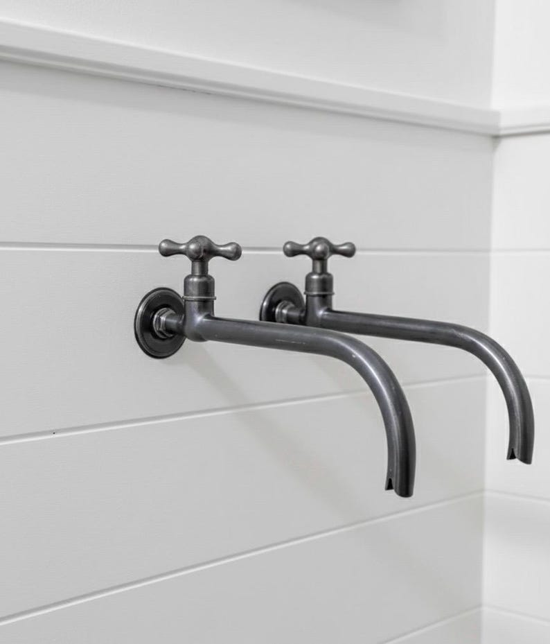 Dark Patina Brass Wall Mount Faucet