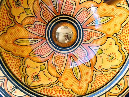Hand-Painted Moroccan Ceramic Vessel Sink – Yellow Artisan Basin