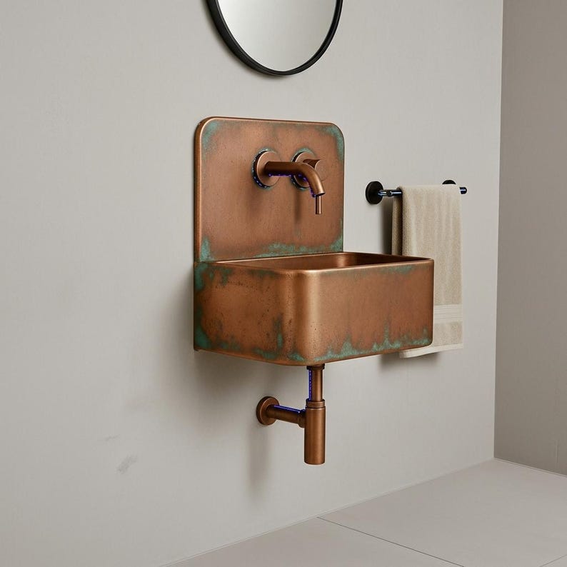 Patina Copper Wall Mount Sink