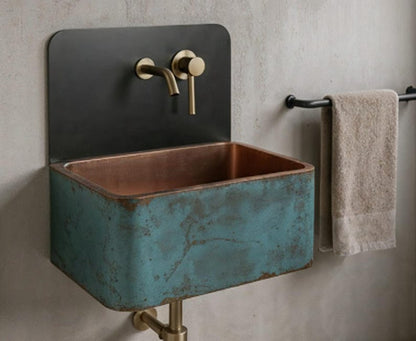 Turquoise Patina Copper Wall Mount Sink