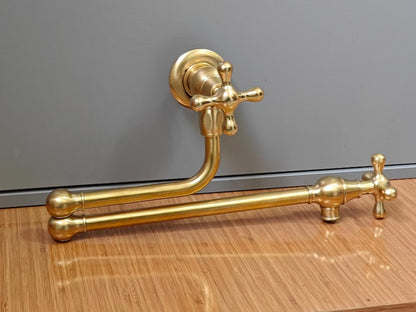 Unlacquered Brass Folding Wall Pot Filler