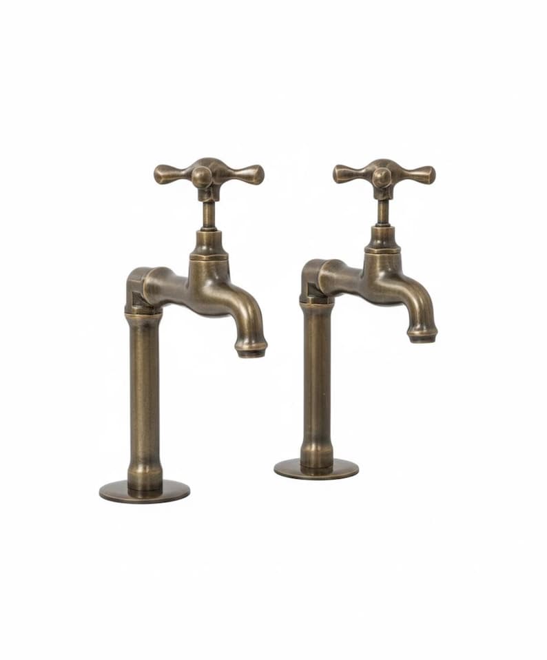 Vintage Unlacquered Brass Deck Mount Faucet