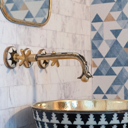 Moroccan Inlay Brass Wall Mount Faucet