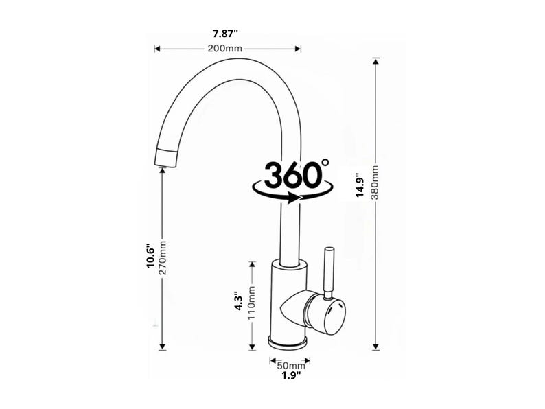 Polished Brass Gooseneck Kitchen Faucet with Lever Handle