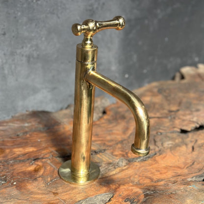 Handcrafted Solid Brass Vessel Sink Faucet with Cross Handle