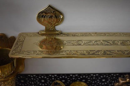 Handmade Solid Brass Soap Dish – Engraved Moroccan Wall-Mounted Bathroom Accessory