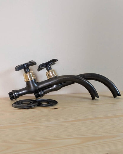 Matte Black Curved Wall-Mount Faucet