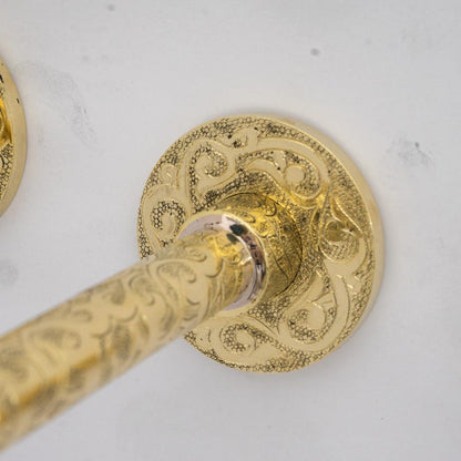 Hand-Engraved Floral Motif Wall-Mount Faucet