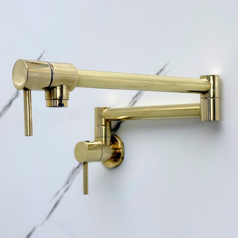 Modern Unlacquered Brass Pot Filler Faucet
