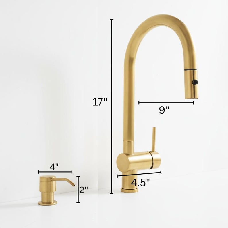 Unlacquered Brass Pull-Down Kitchen Faucet