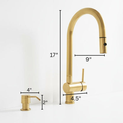 Unlacquered Brass Pull-Down Kitchen Faucet