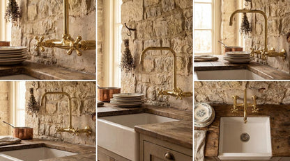 Unlacquered Brass Wall Mount Kitchen Faucet