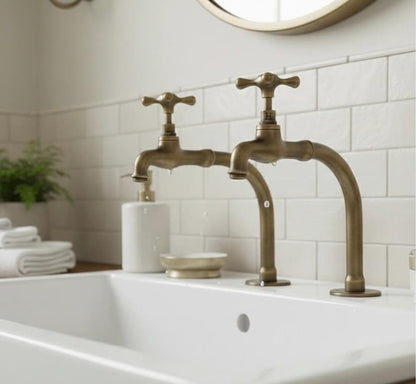 Unlacquered Brass Widespread Bathroom Faucet