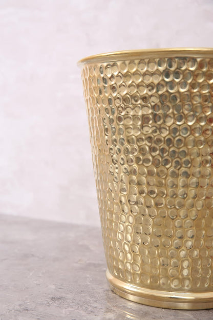 Handmade Hammered Brass Wastebasket – Luxury Brass Bathroom Trash Can