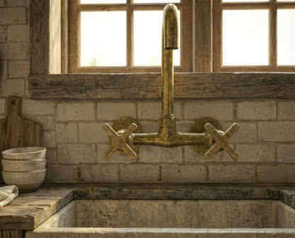 Unlacquered Brass Wall Mount Kitchen Faucet