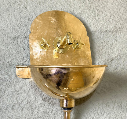 Hand-Hammered Brass Wall Fountain Sink with Cross Handles | Moroccan Style