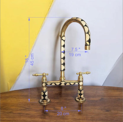 Luxury Brass & Bone Inlay Bridge Faucet