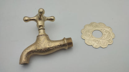 Engraved Solid Brass Wall Faucet