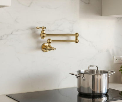 Wall Mounted Unlacquered Brass Pot Filler Faucet
