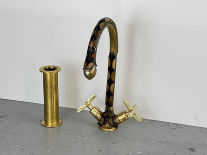 Handcrafted Decorative Inlay Brass Gooseneck Faucet
