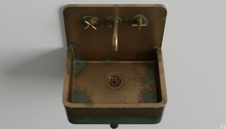 Hammered Patina Copper Wall Mount Sink