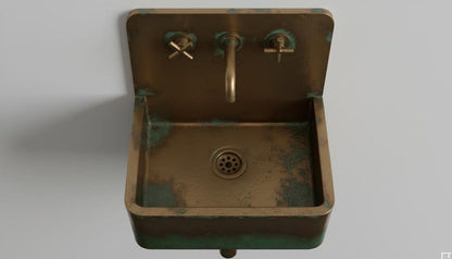 Hammered Patina Copper Wall Mount Sink